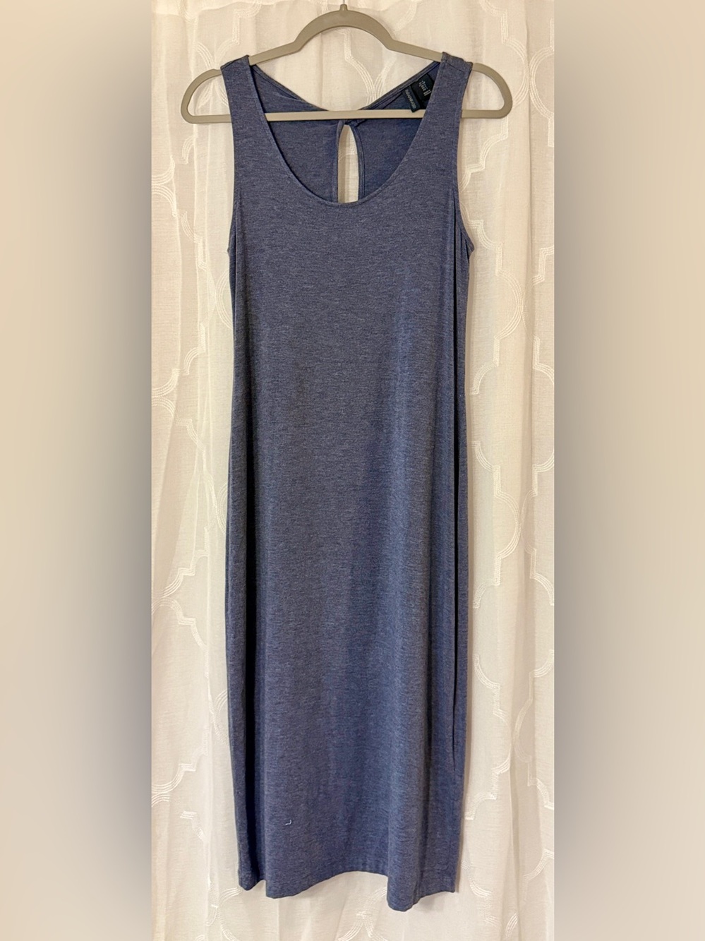 Paraphrase Small Blue Sleeveless Knit Midi Dress Keyhole Back